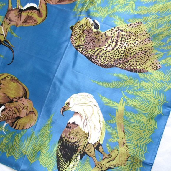 Stunning Printed Scarf/ XL Safari Animal Print Blue & Green - Picture 2 of 4